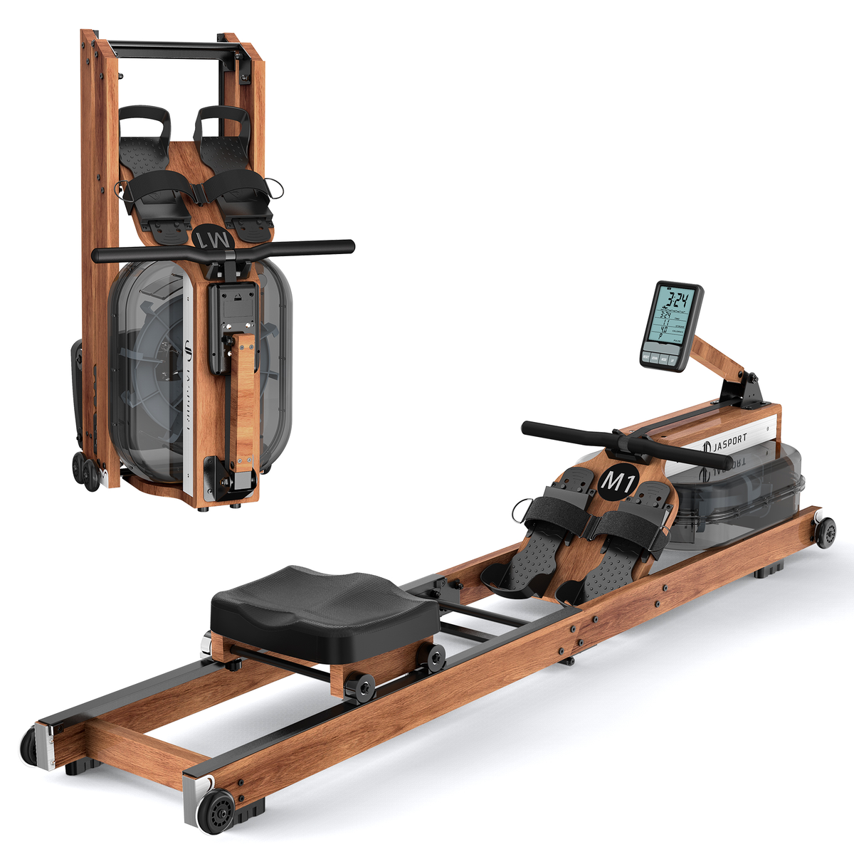 JASPORT M1 Rameur à eau pliable pour la maison – Coloris noyer