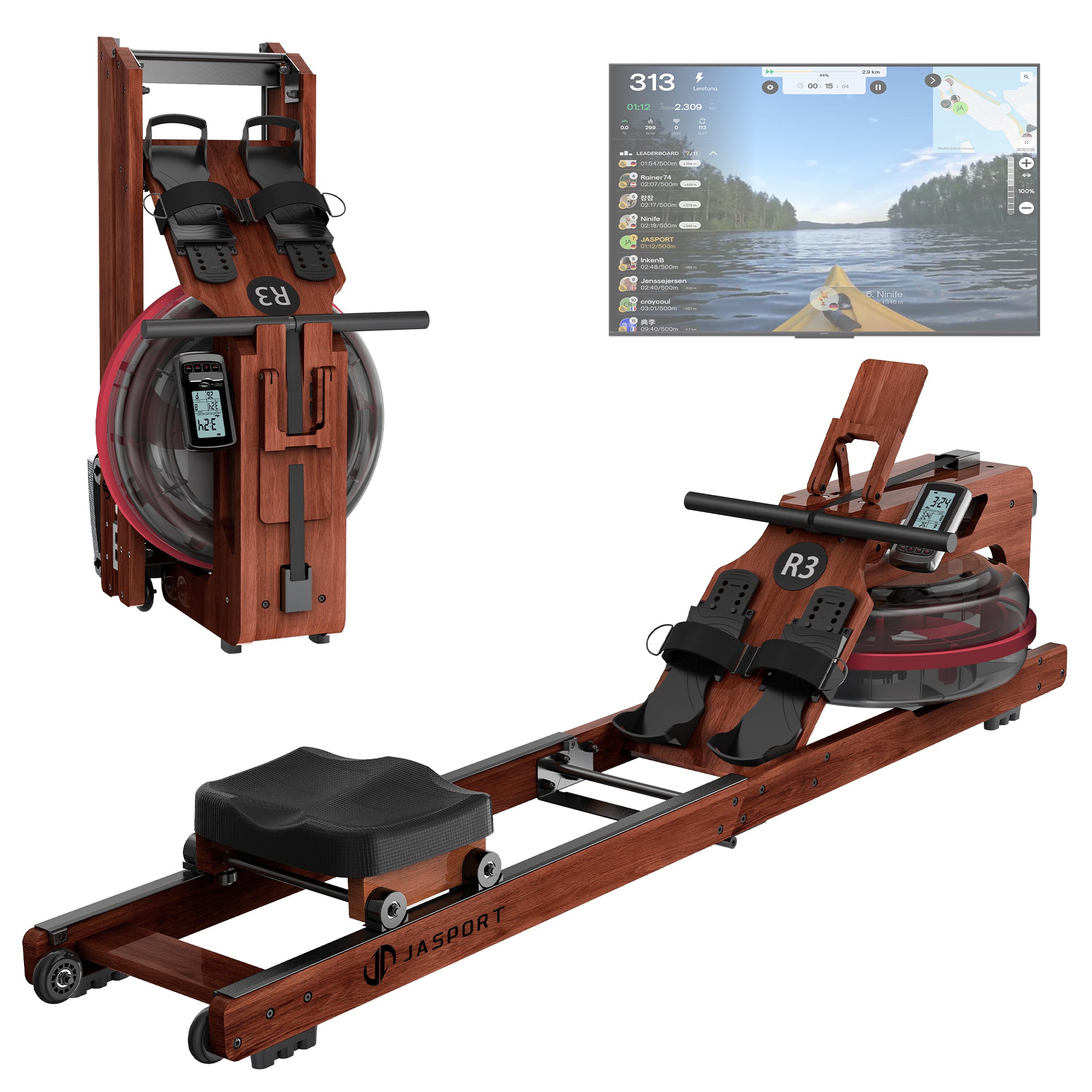 JASPORT R3 Rameur à Eau Pliable pour la Maison (Sapele)
