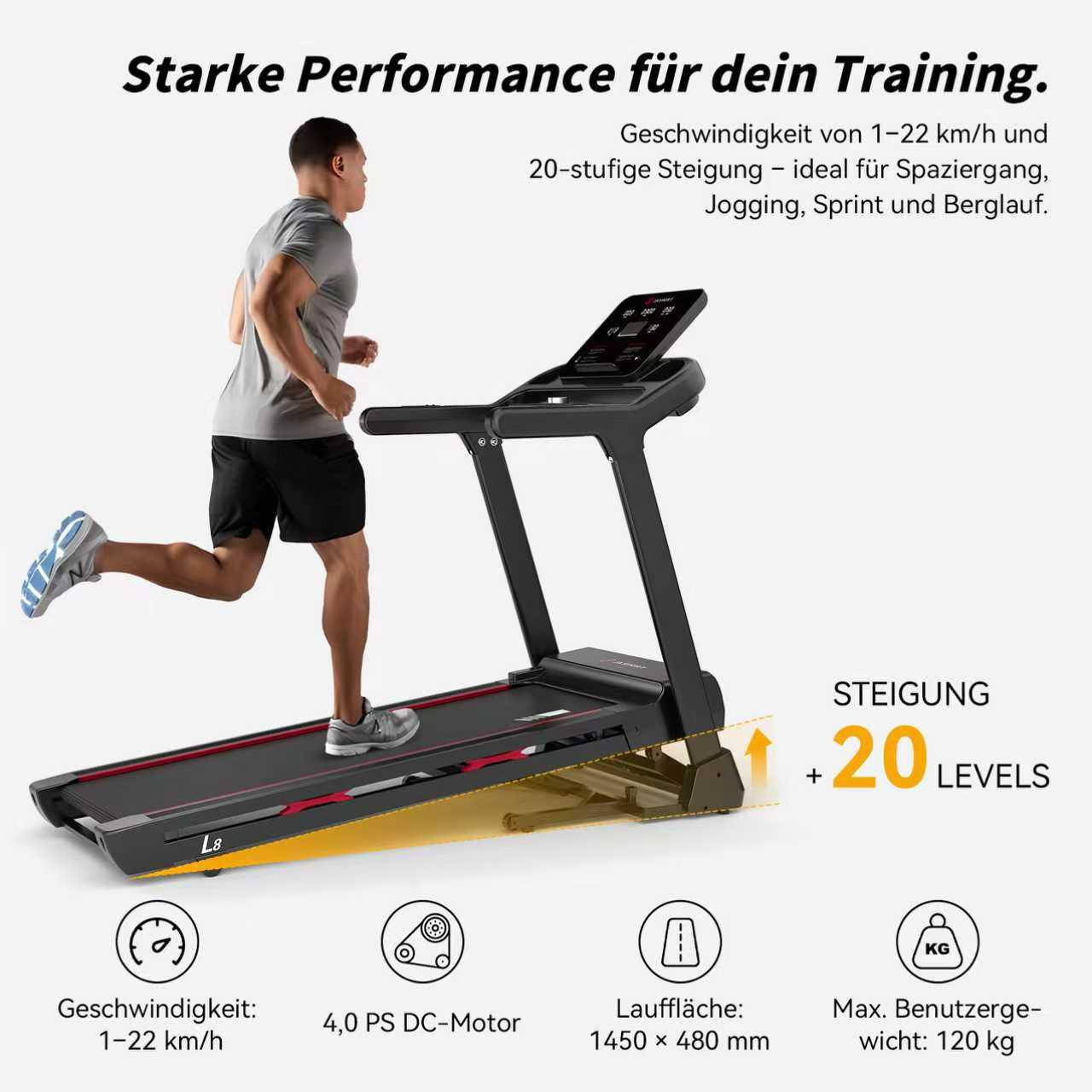 Tapis de course pliable JASPORT L8 pour la maison