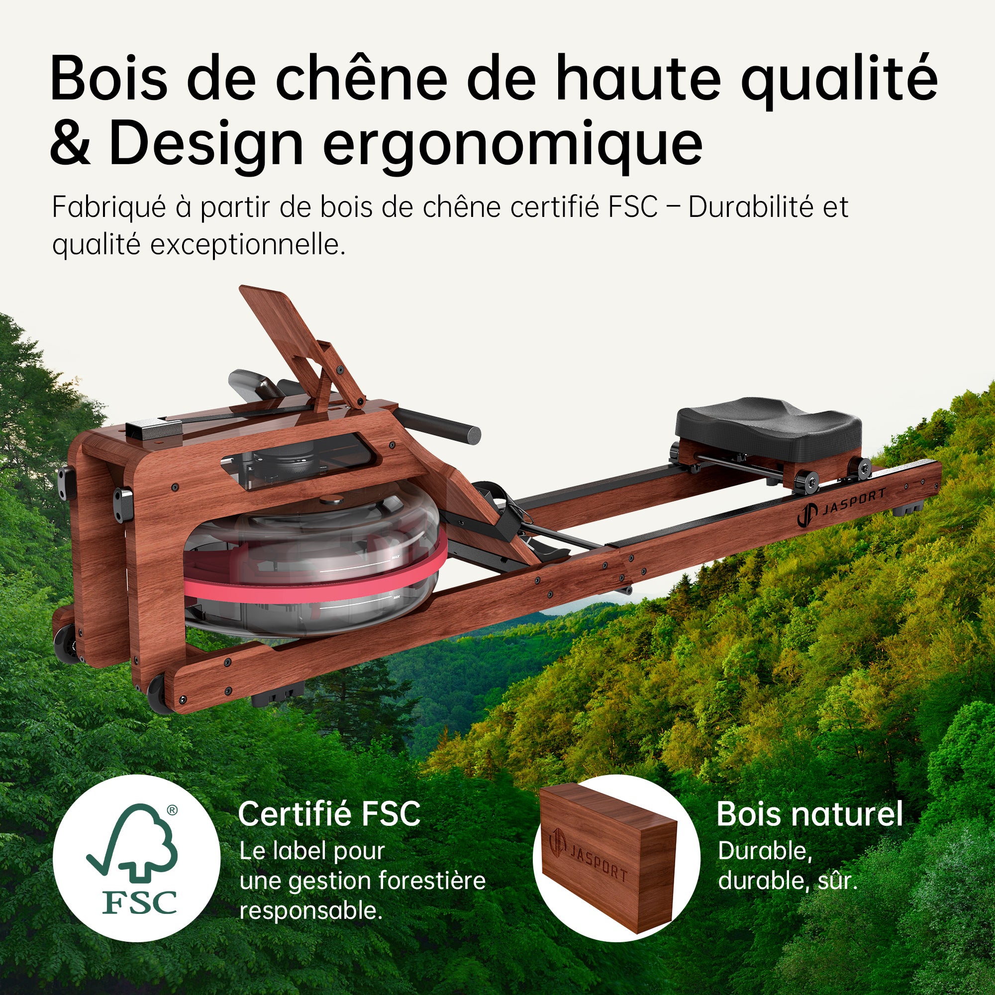 JASPORT R3 Rameur à Eau Pliable pour la Maison (Sapele)