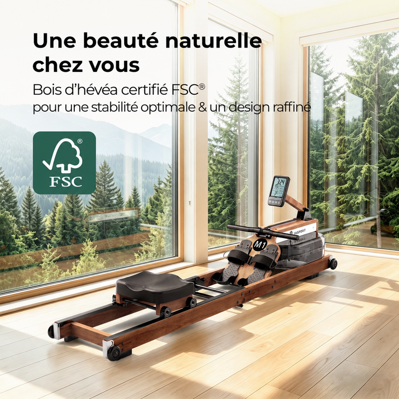 JASPORT M1 Rameur à eau pliable pour la maison – Coloris noyer