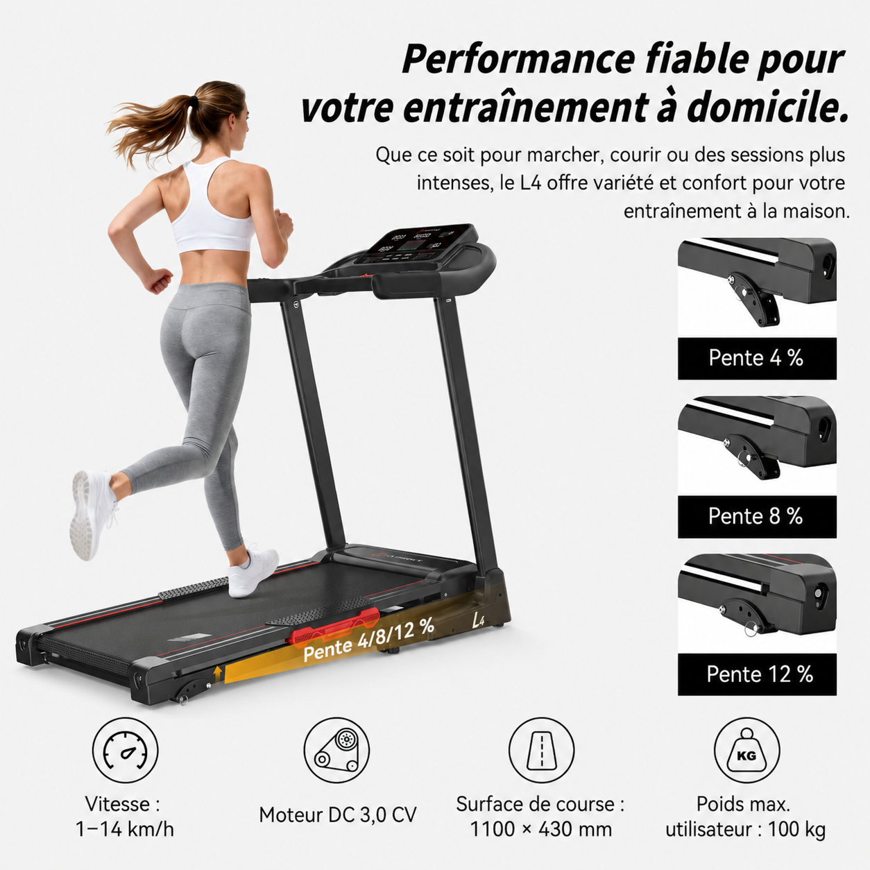 Tapis de course pliable JASPORT L4 pour la maison