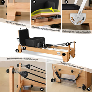 JASPORT P80 Reformer Pilates en bois de hêtre