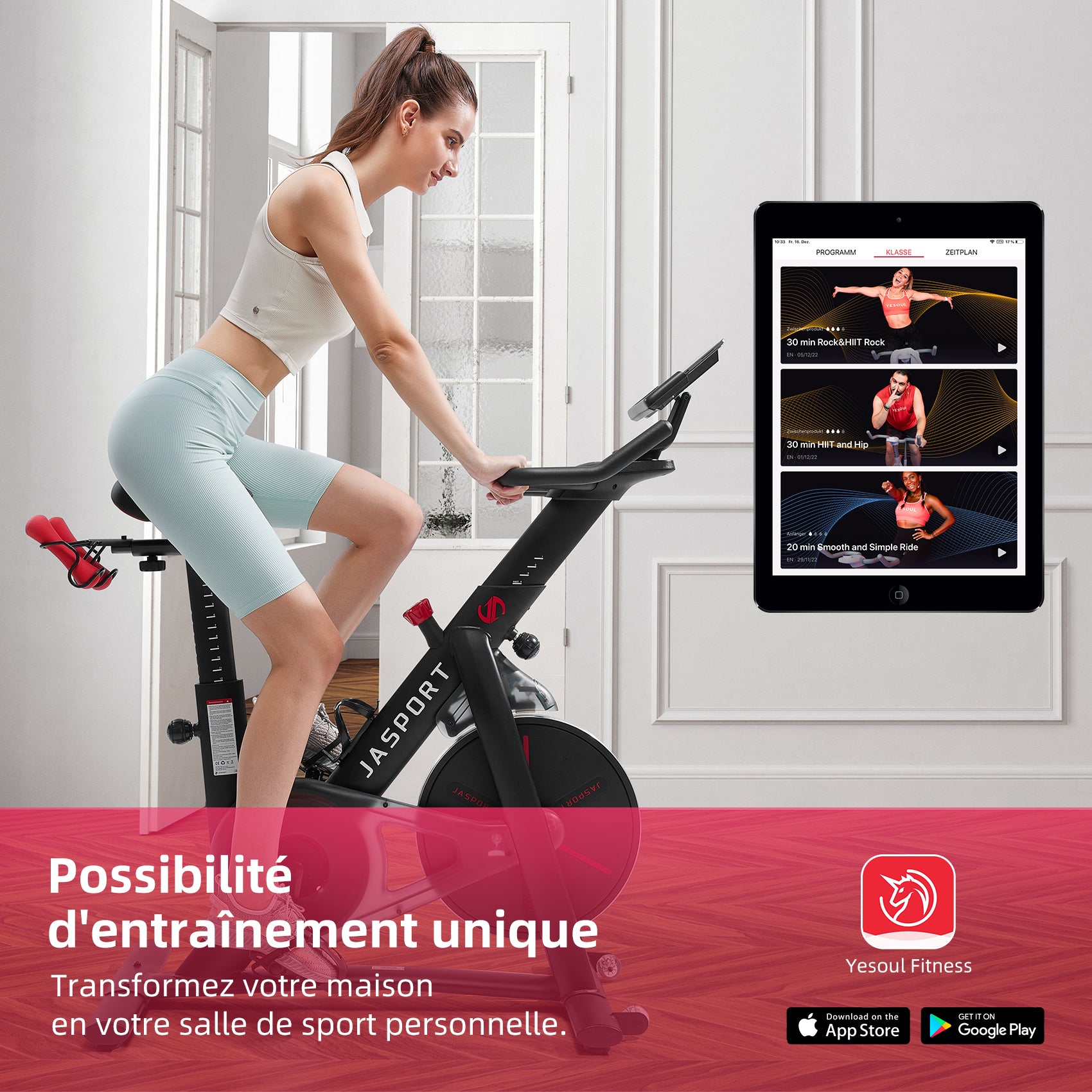 JASPORT S3 Vélo de Speed Indoor Intelligent – Noir