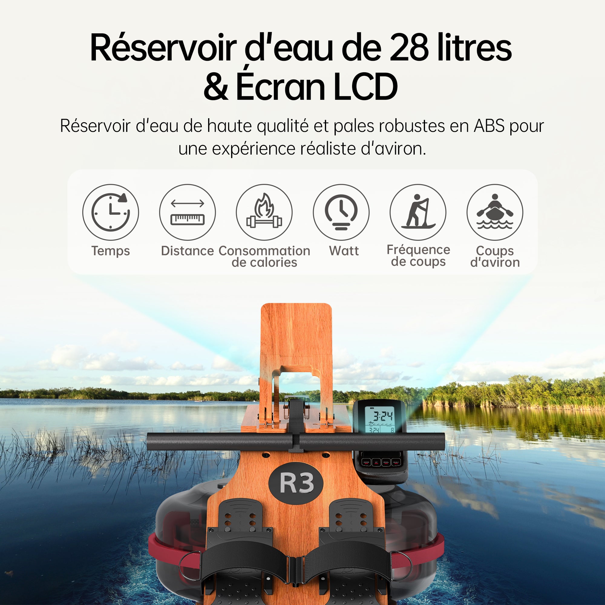 JASPORT R3 Rameur à Eau Pliable pour la Maison (Cerise)