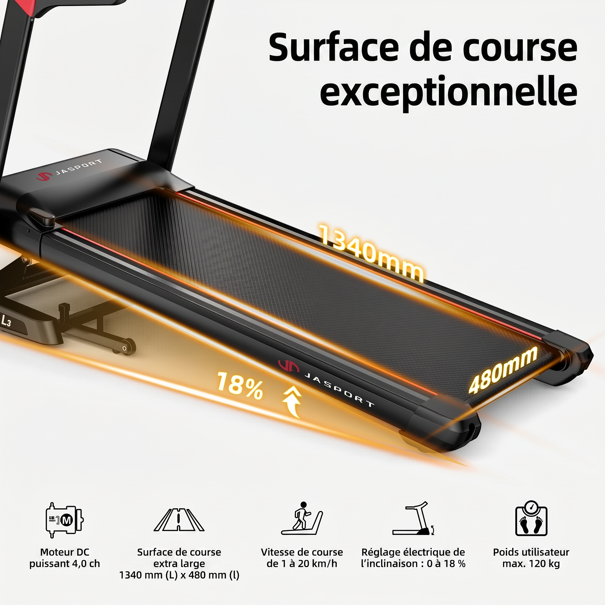 Tapis de course pliable JASPORT L3 pour la maison