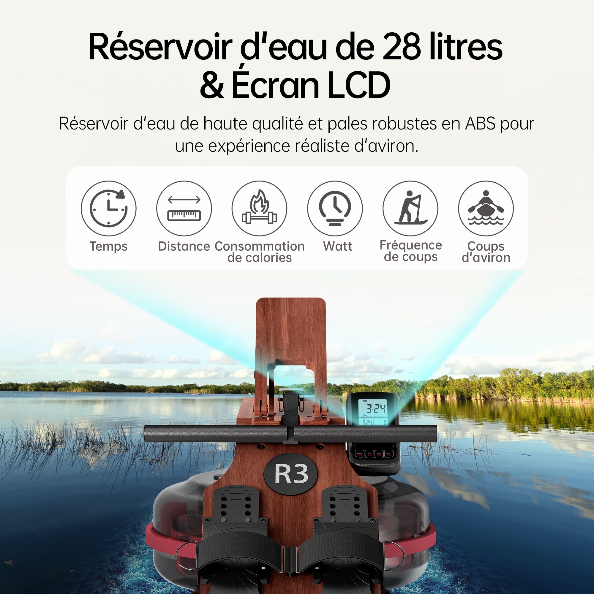 JASPORT R3 Rameur à Eau Pliable pour la Maison (Sapele)