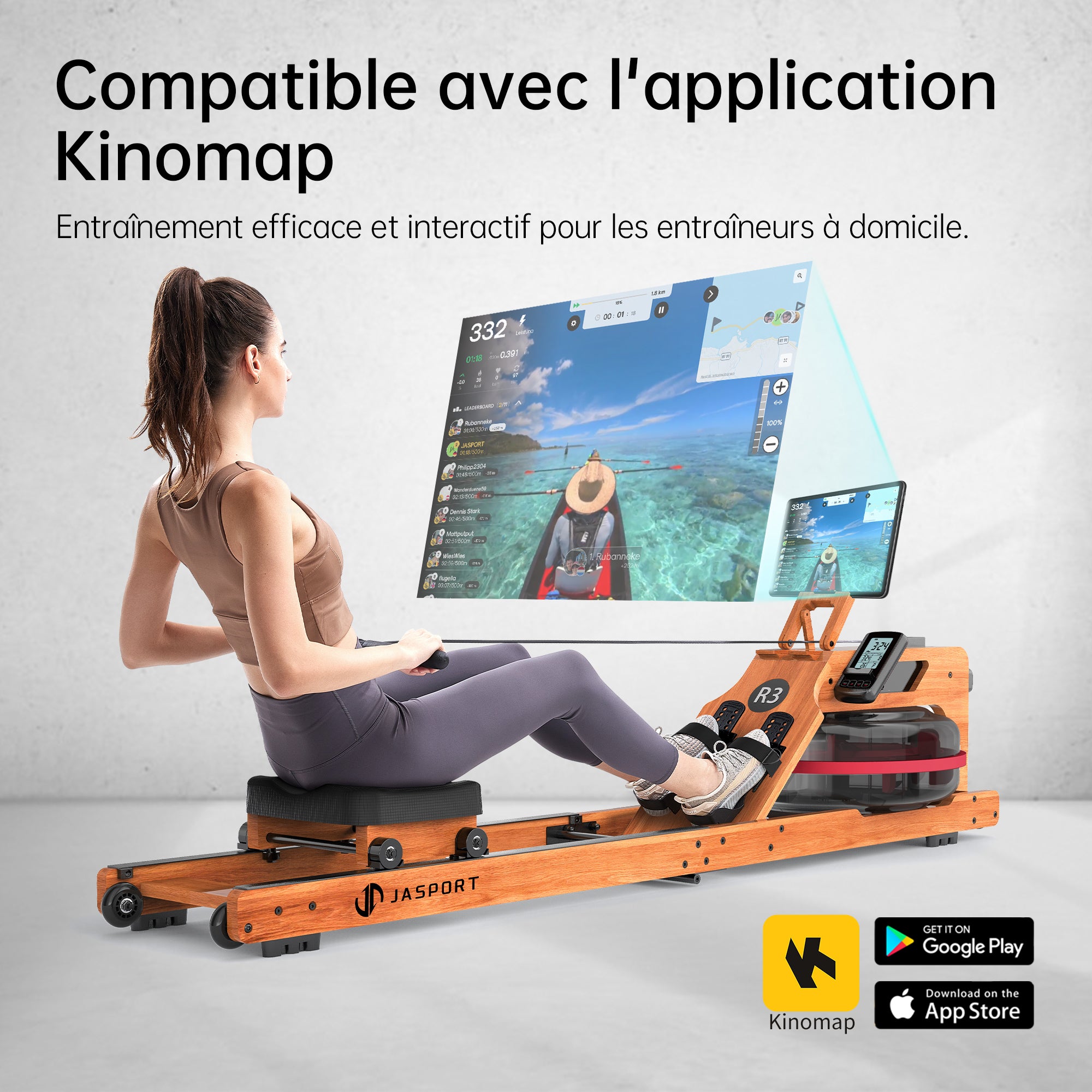 JASPORT R3 Rameur à Eau Pliable pour la Maison (Cerise)