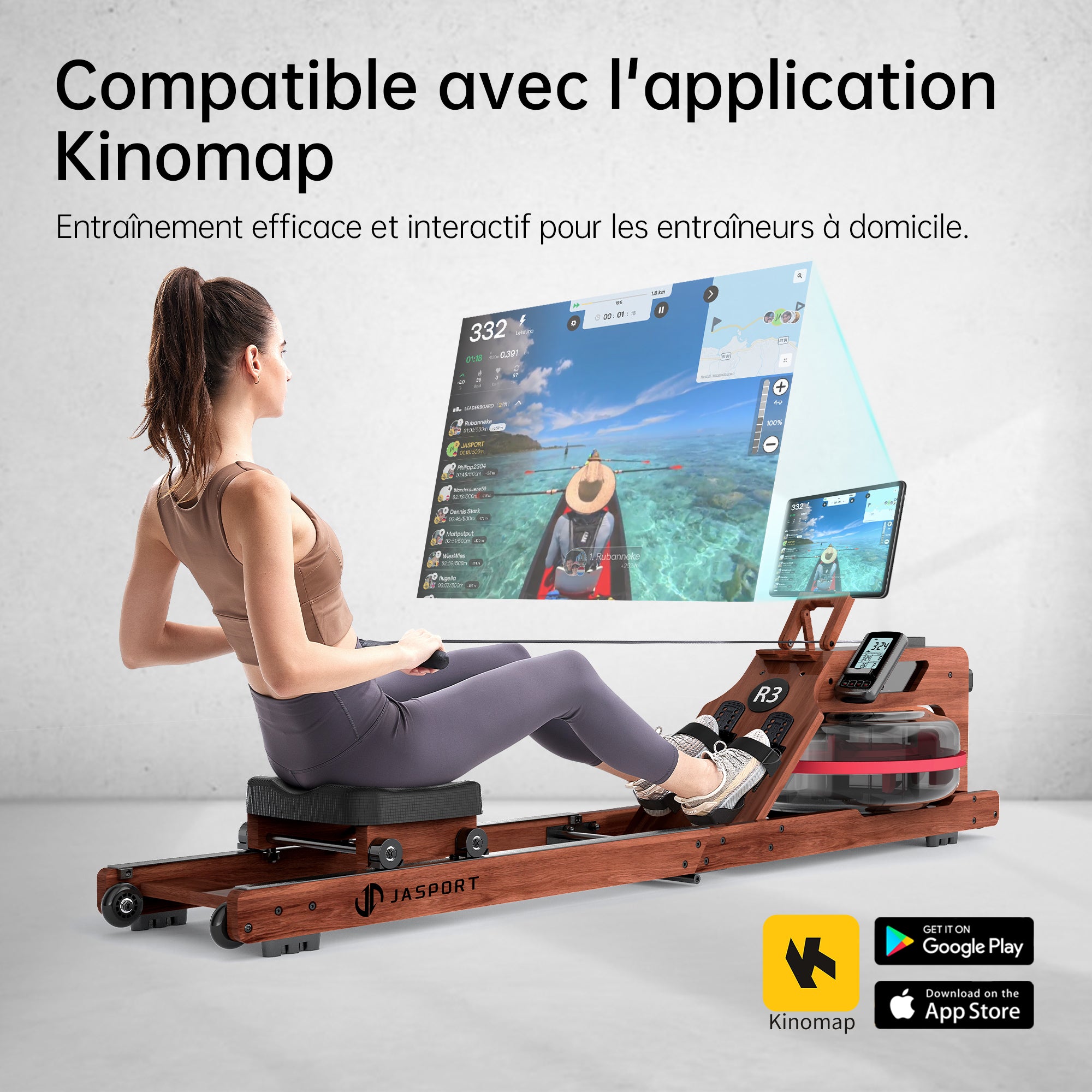 JASPORT R3 Rameur à Eau Pliable pour la Maison (Sapele)