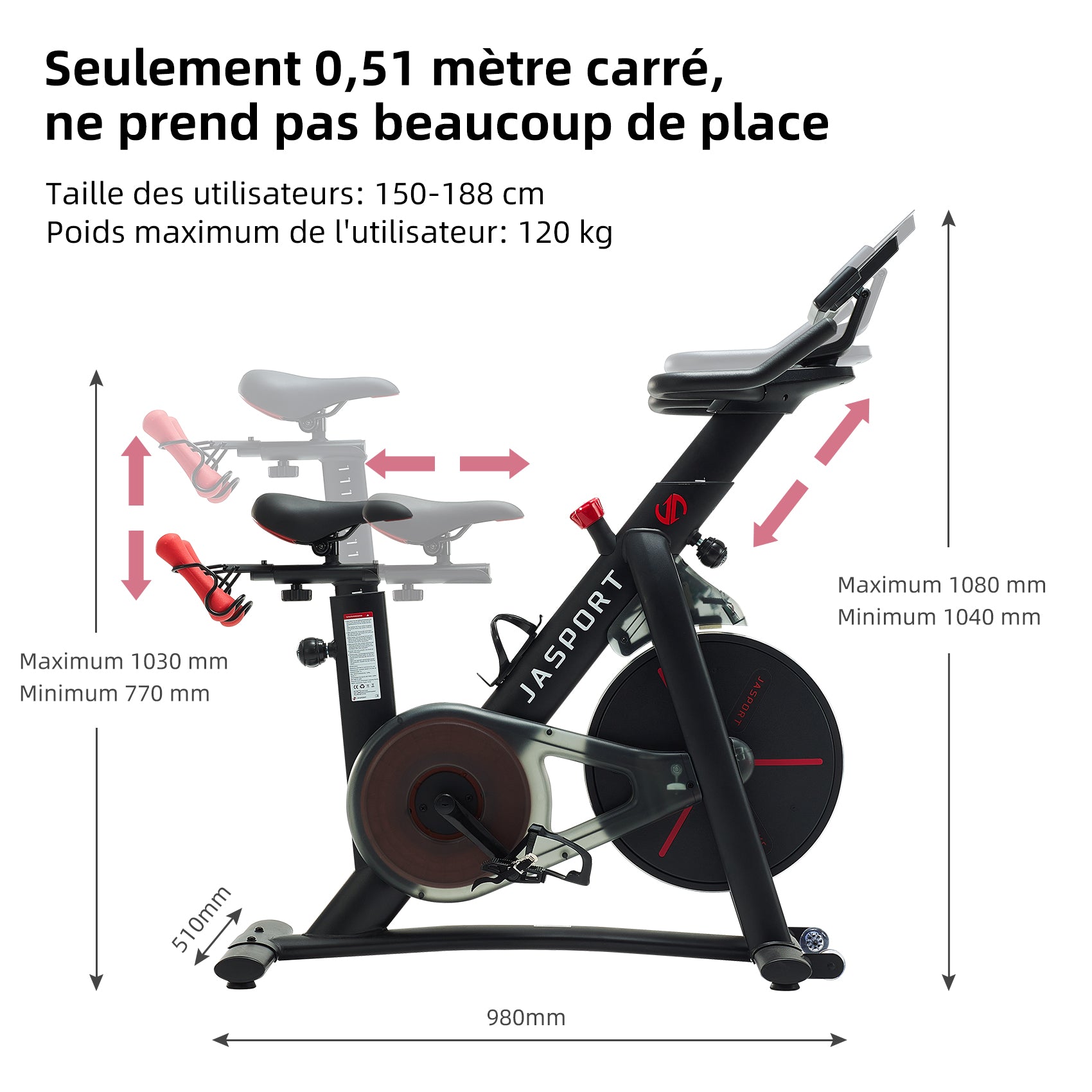 JASPORT S3 Vélo de Speed Indoor Intelligent – Noir