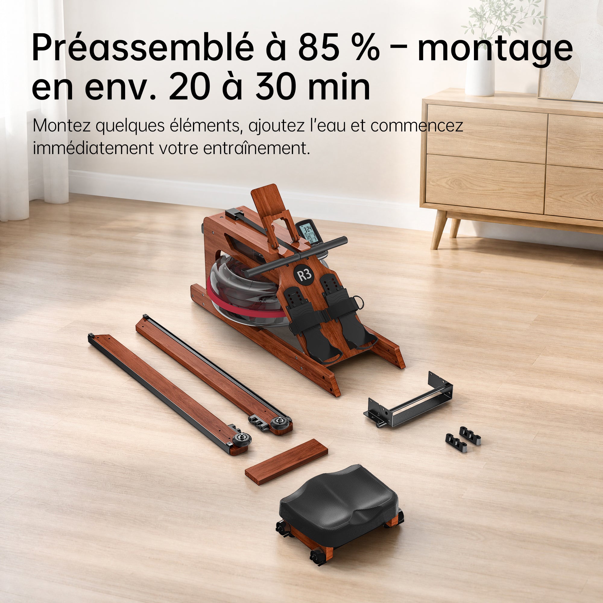 JASPORT R3 Rameur à Eau Pliable pour la Maison (Sapele)