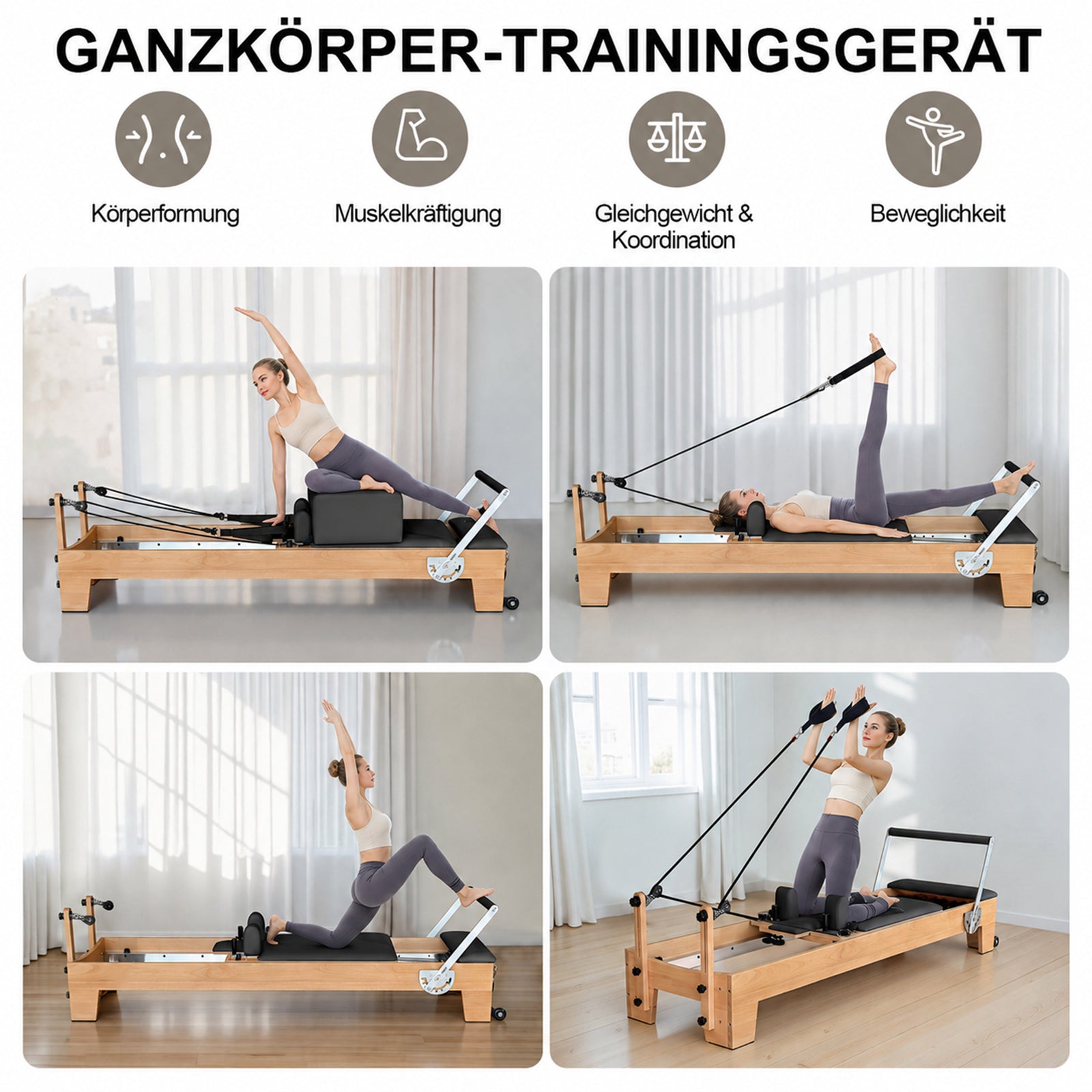 JASPORT P80 Reformer Pilates en bois de hêtre