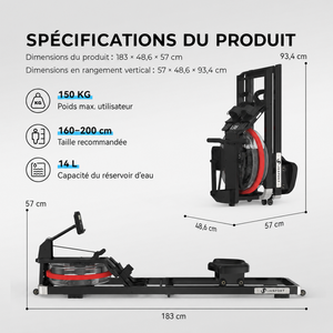 Rameur à eau pliable JASPORT RE1 pour entraînement à domicile