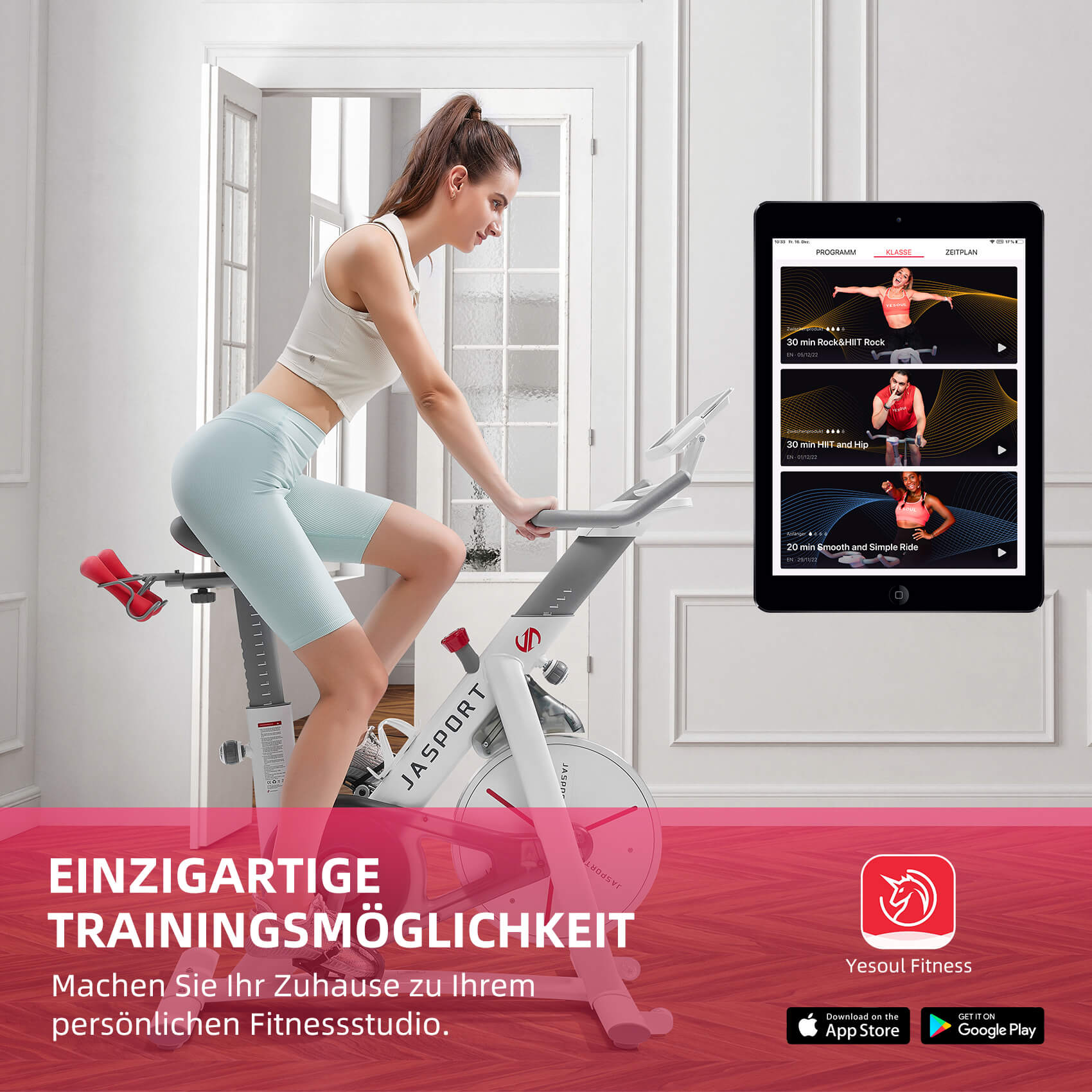 JASPORT S3 Vélo de Speed Indoor Intelligent – Blanc